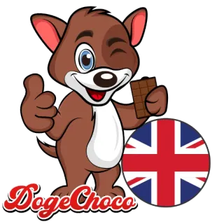 🇬🇧 0b06a251 DogeChoco cane, cioccolato, Union Jack, carino, dolce, cartone animato telegram sticker