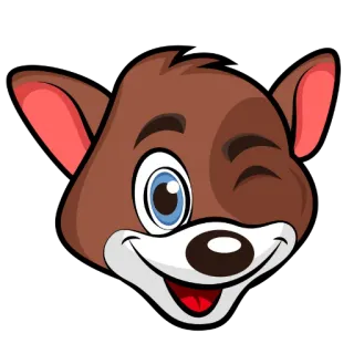 🐶 201fd775 Cartone animato, Animale, Mammifero, Sorriso, Occhiolino, Animato, Testa, Marrone telegram sticker