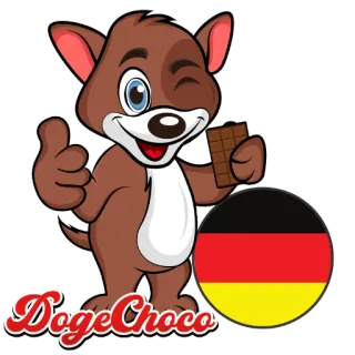 🇩🇪 564f1210 DogeChoco cane, cioccolato, germania, bandiera, cartone animato, caramella, mascotte telegram sticker