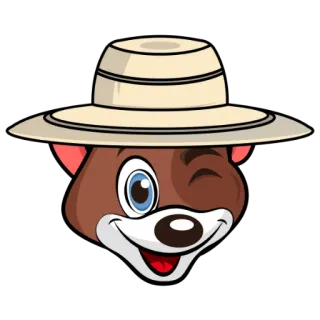 🤗 c3fb7161 animale, cappello, cartone animato, mascotte, che fa l'occhiolino, carino telegram sticker