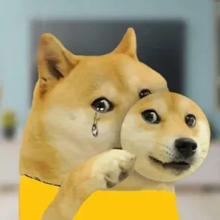 🙂 a36aa1b7 Doge собака, мем, грустный, плачущий, интернет-мем, доге telegram sticker