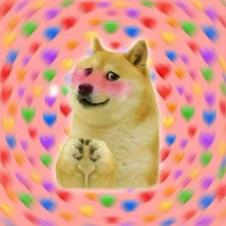 🤔 d9447534 Doge доге, собака, мем, любовь, сердечки, милый, румянец telegram sticker