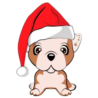 🎯 7781ed53 dog, christmas, santa hat, animal, cartoon, cute whatsapp sticker