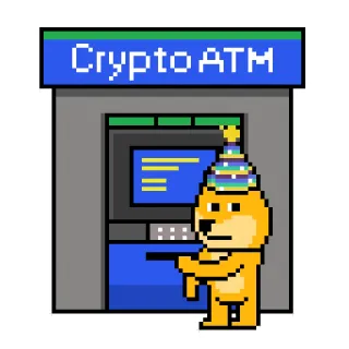 😟 83e7c9c8 Crypto ATM Krypto, Geldautomat, Doge, Kryptowährung, Pixelkunst telegram sticker