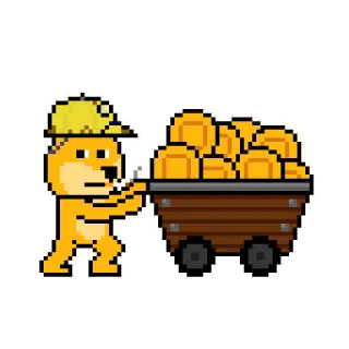 😕 ef3e79c9 Hund, Bergbau, Gold, Karren, Pixelkunst, Kryptowährung, Dogecoin telegram sticker