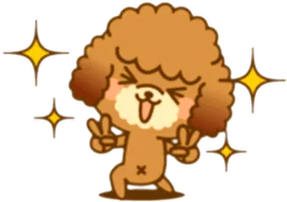 ✌ 1ef8f4ed perro, dibujo animado, mono, signo de paz, brillo, feliz telegram sticker