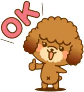 👍 6801d86e OK perro, ok, dibujo animado, animal, lindo, aprobación, caniche telegram sticker