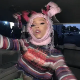 🐚 4d62f9e3 I DONT HATE NO SHIT RUN 女人, 兔子, 帽子, 室内 telegram sticker