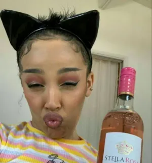 🐚 ceabcd64 STELLA ROSA 葡萄酒, 桃红, 饮品, 酒精, 猫耳, 吻, 女人 telegram sticker