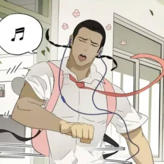 🌸 b413e96e homem, fones de ouvido, música, cantar, anime, arte, rosa telegram sticker