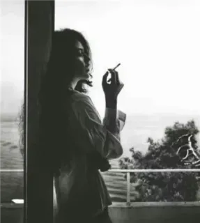 🚬 eb4b8eb6 여자, 흡연, 담배, 흑백, 발코니, 빈티지 whatsapp sticker