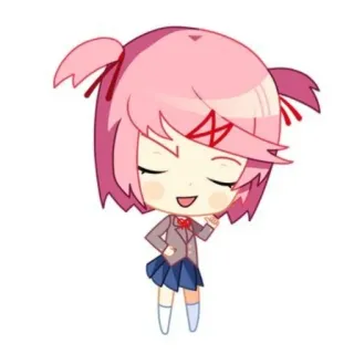 😜 2d9f0c14 Natsuki Doki Doki Literature Club! Anime, Mignon, Chibi, Manga, Dessin animé, DDLC telegram sticker