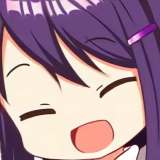 😄 45a19877 Yuri Doki Doki Literature Club! animé, fille, mignon, souriant, cheveux violets, Doki Doki Literature Club telegram sticker