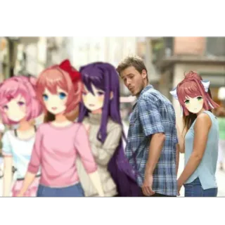 👾 f8e39382 Anime, Meme, Ablenkter Freund, Doki Doki Literature Club, Satire whatsapp sticker