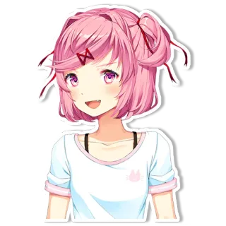 😄 7a363236 Natsuki Doki Doki Literature Club! อนิเมะ, มังงะ, น่ารัก, ผมสีชมพู, ชมรมวรรณกรรม telegram sticker