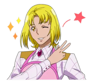 ✌ 48cce990 Anime, Postać, Znak pokoju, Mrugnięcie, Radosny whatsapp sticker