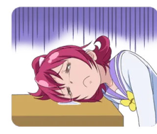 🙁 852b3319 Anime, Smutny/a, Wykończony/a, Stół, Dziewczyna whatsapp sticker