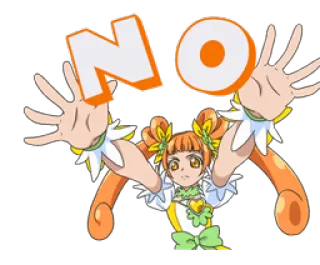 🙅 b6b2a5eb NO nie, anime, dziewczyna, odrzucenie, ręce, pomarańczowy whatsapp sticker