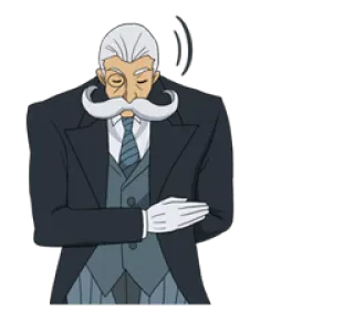 😶 dcf2c7d0 Lokaj, Stary, Formalny, Siwe Włosy, Wąsy, Rękawiczki whatsapp sticker