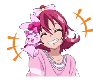 😀 ee2c513e anime, uśmiech, słodkie, różowy, kreskówka, szczęśliwy whatsapp sticker