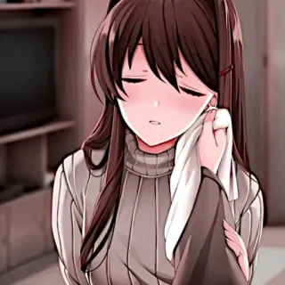 💗 254e895c fille anime, triste, pleurs, illustration, cheveux longs, vêtements d'hiver whatsapp sticker