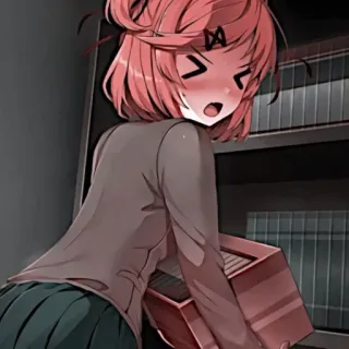 💗 374fe311 Natsuki Doki Doki Literature Club! Anime, Fille, Rougir, Mignon, Manga, Bibliothèque whatsapp sticker