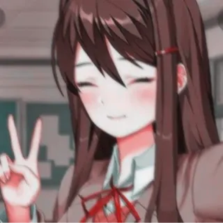 💗 9acdd108 Yuri Doki Doki Literature Club! Anime, Fille, Paix, Mignon, Joyeux, Yuri, DDLC whatsapp sticker