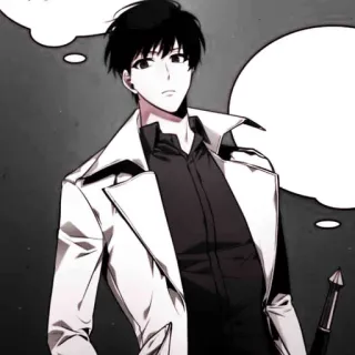 📖 ebbbb6da 애니메이션, 만화, 캐릭터, 남자, 검은 머리, 흰 코트 telegram sticker