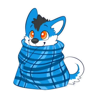💤 2d4c4691 ケモノ, 動物, キツネ, 可愛い, マフラー, アニメ telegram sticker