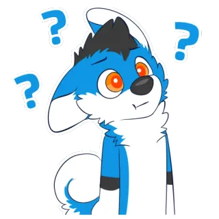 ❓ 3e62ef53 質問, ケモノ, 困惑, アニメ, 青, オレンジ, 動物, キツネ telegram sticker