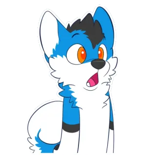 😮 9ac5ab8b ケモノ, 擬人化, キツネ, カートゥーン, ステッカー, 可愛い, 青 telegram sticker