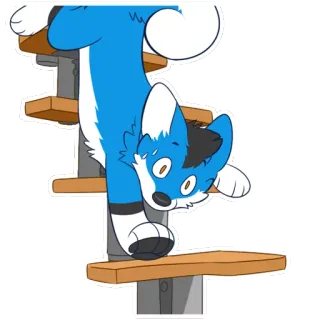😱 c876aa2a 猫, クライミング, 青, 階段, 漫画, ステッカー telegram sticker