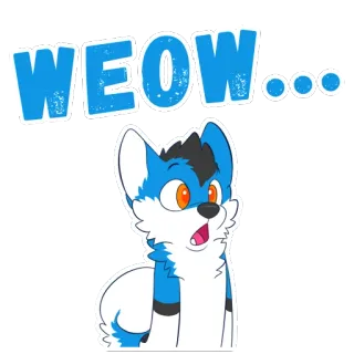 😮 d403025c WEOW... ケモノ, 動物, ショック, びっくり, 漫画, 青, キツネ telegram sticker