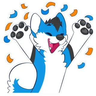 🎊 f920b52c ケモノ, キツネ, お祝い, ハッピー, アニメ, 動物, 紙吹雪 telegram sticker