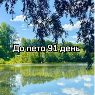 ☀️ b1a9e337 До лета 91 день lago, natureza, verão, russo, texto whatsapp sticker