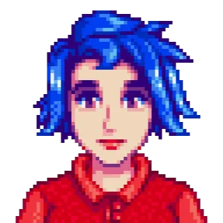 😐 75653b92 Abigail Stardew Valley 像素艺术, 电子游戏, 角色, 肖像, 蓝发 telegram sticker