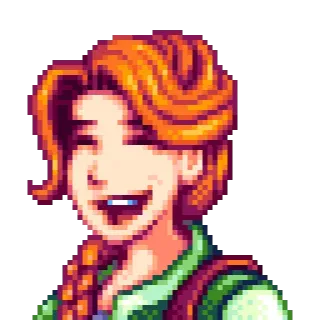 😁 bb40a8a8 Leah Stardew Valley 莉亚, 星露谷物语, 像素画, 电子游戏, 角色, 微笑 telegram sticker