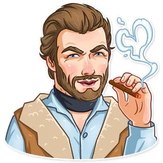 😘 d0fbb1fc 雪茄, 男人, 吸烟, 插画, 肖像, 人物 telegram sticker