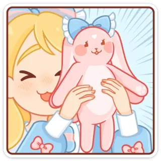 😃 d7583a0b 兔子, 女孩, 可爱, 卡哇伊, 娃娃, 卡通 telegram sticker