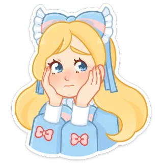 😊 f72e391b 贴纸, 女孩, 卡通, 插画, 可爱, 金发 telegram sticker