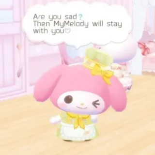 💖 30af709f MyMelody Are you sad? Then MyMelody will stay with you♡ cute, sanrio, kawaii, pastel, cartoon, character telegram sticker