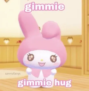 🎀 61609074 My Melody gimmie
gimmie hug cartoon, cute, kawaii, sanrio, hug, pink telegram sticker