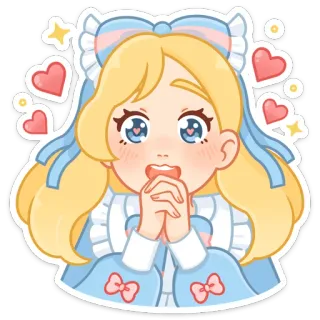 😍 1eb30985 애니메이션, 카와이, 하트, 귀여운, 만화, 소녀, 달콤한, 일러스트 telegram sticker