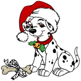 😌 25d33638 dalmatian, anjing, anak anjing, natal, topi santa, hewan, kartun telegram sticker