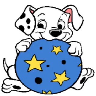 😴 5835df23 Dalmatian, Anak anjing, Anjing, Binatang, Kartun, Lucu, Bola biru, Bintang telegram sticker