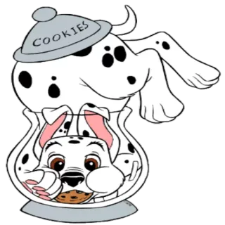 🍪 cdbdb197 COOKIES dalmatian, anjing, kue kering, hewan, kartun, toples, makanan telegram sticker