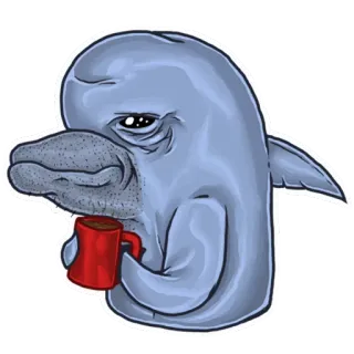 ☕ 24d18d6d ปลาโลมา, กาแฟ, เหนื่อย, สัตว์, การ์ตูน, ตลก, มีม, น่ารัก telegram sticker
