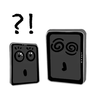 😯 7668e8e6 ?! ponto de interrogação, ponto de exclamação, desenho animado, confusão, surpresa, tablet, choque telegram sticker