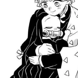 🍆 331a9fbb Nezuko Kamado Demon Slayer 애니메이션, 귀멸의 칼날, 네즈코, 귀여운, 포옹, 캐릭터 telegram sticker