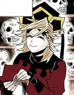 😌 84190a6a Doma Demon Slayer 도우마, 귀멸의 칼날, 애니메이션, 만화, 캐릭터, 미소, 해골 telegram sticker